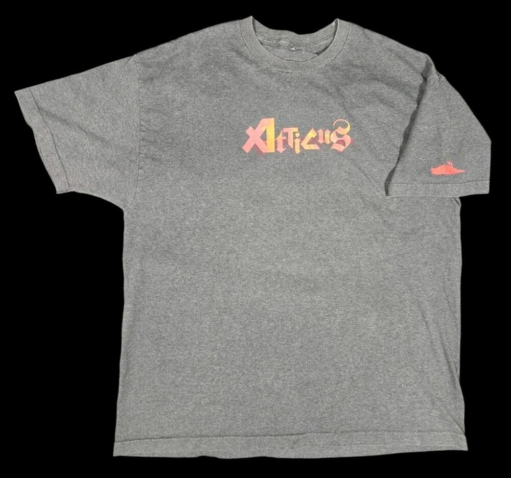 Y2K Atticus Spellout T-Shirt Skater Punk Gray Vintage 2XL Dead Bird Streetwear